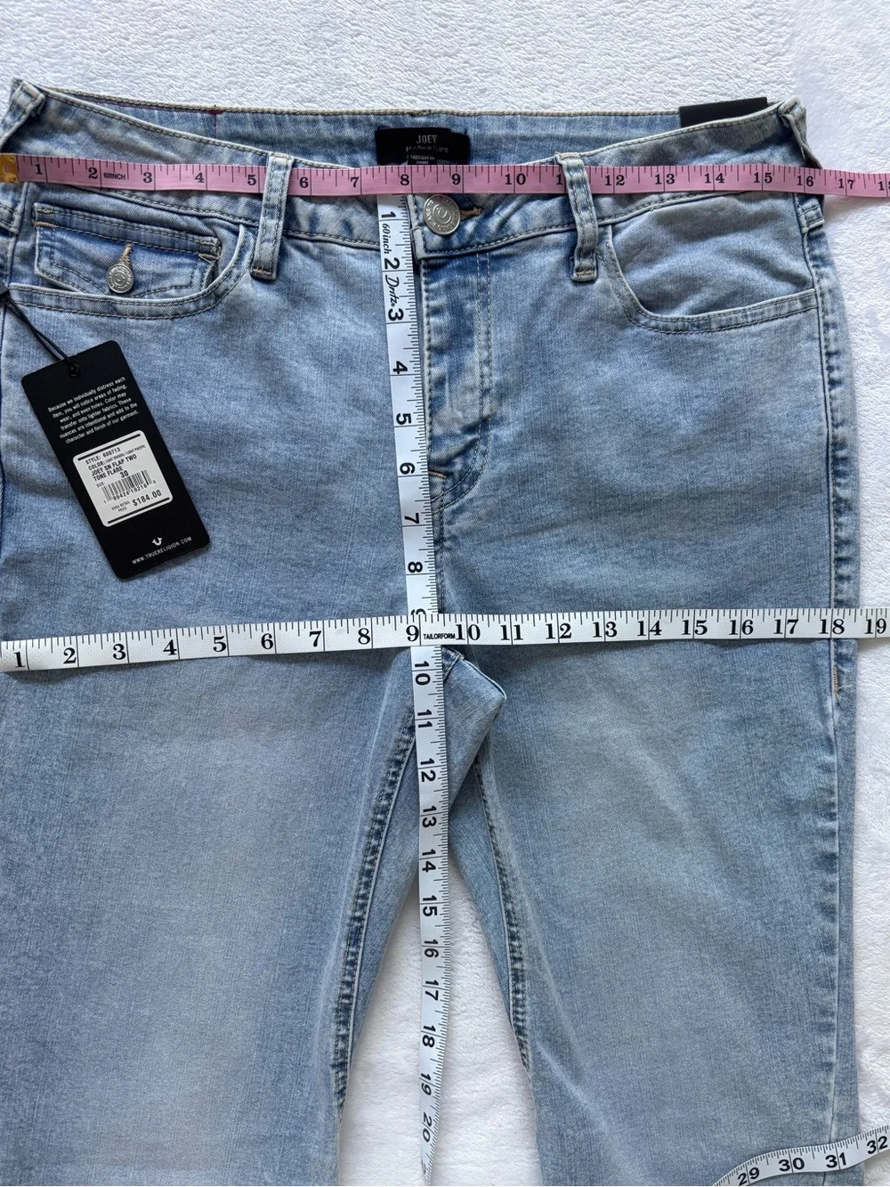 TRUE RELIGION Joey Mid Rise Flap Pocket Two-Tone Flare Jean--NWT--30